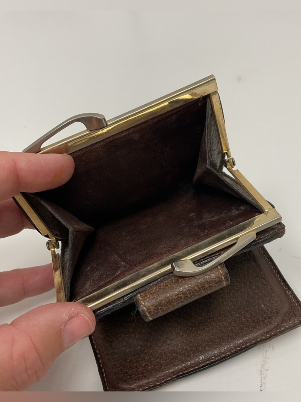 Gucci Vintage GG Supreme Wallet Brown Leather Trim Bifold Snap Coin Purse Italy - Picture 6 of 16